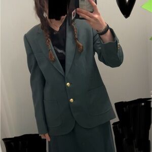 100% Wool 🐑 Vintage Women's Green Blazer